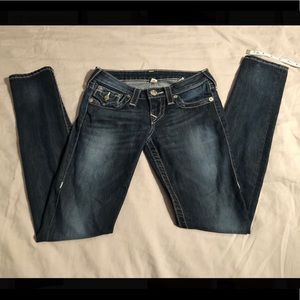 True religion dark wash skinny jeans